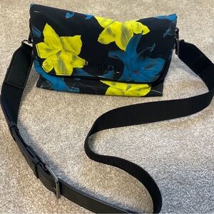 Desigual Black Bag with Yellow and Blue Floral Design